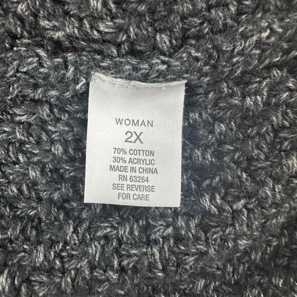 Roz & Ali 2X Short Sleeve Knit Sweater Metallic Cable Design - Picture 9 of 14